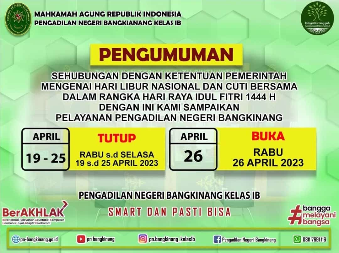 pengumunan cuti bersama idul fitri pn bangkinang